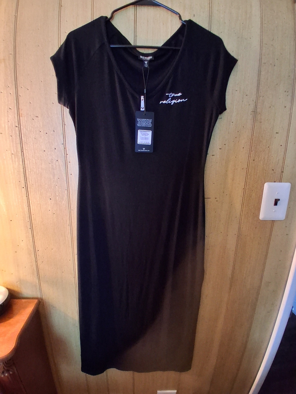 True Religion Black Maxi Logo T-Shirt Dress